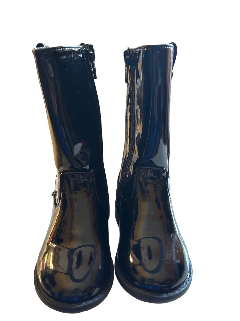 Gymboree Girls Black Patent Quilted Riding Boots Size 6